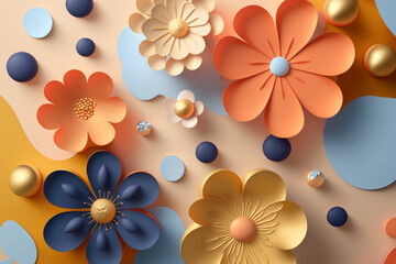 paper craft flower background ai generative