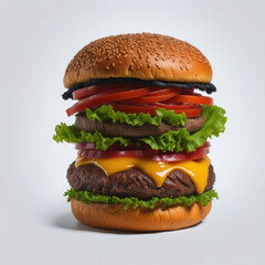 Double hamburgers isolated on a white background