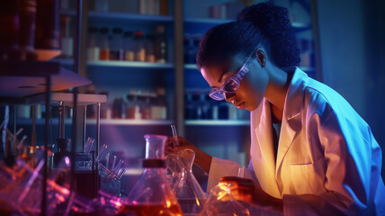 Fototapeta premium African American doctor in the laboratory Generative AI