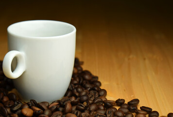cup of coffee with beans