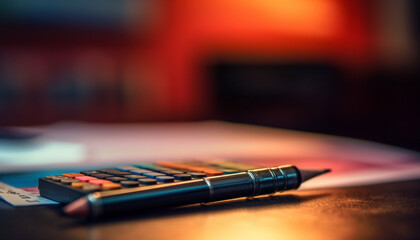 Fototapeta premium Business finance chart on desk, selective focus generated by AI