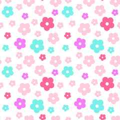 Flower seamless pattern. White background. Vector design.
