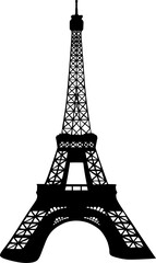 Black and white illustration of the Eiffel Tower - France