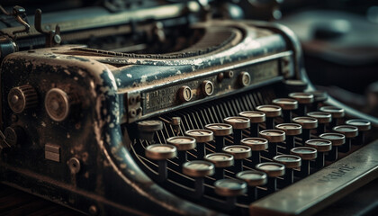 Rusty typewriter key, a nostalgic journalist memories generated by AI