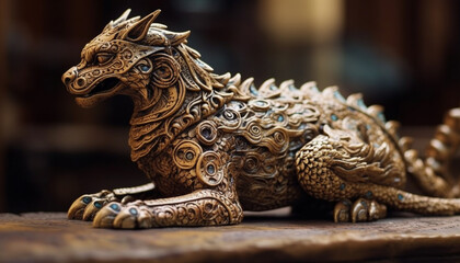 Dragon sculpture, ornate decoration, ancient Chinese culture generated by AI