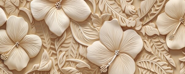 Obraz na płótnie Canvas an Abstract Horizontal background, Hibiscus floral, carved, and engraved ivory. Liquid flow texture. Fluid art Abtract-themed, photorealistic illustrations in JPG. Generative AI