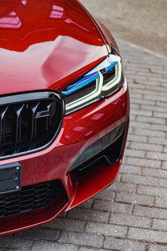 red sports car red BMW M5