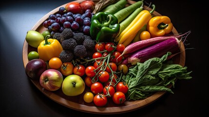 Fototapeta na wymiar Garden Bounty: Vibrant Stock Photo of Homegrown Organic Fruits and Vegetables. Generative AI
