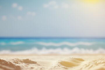 Fototapeta na wymiar serene beach scene with crystal clear blue water and white sand. Generative AI