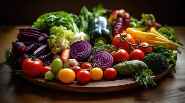 Garden Bounty: Vibrant Stock Photo of Homegrown Organic Fruits and Vegetables. Generative AI