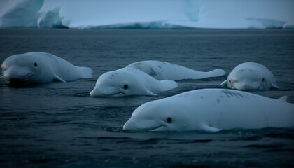 Naklejka premium Arctic adventure wildlife exploration on ice floe generated by AI