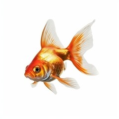 Small Goldfish Isolated on a Pure White Background, Generative AI
