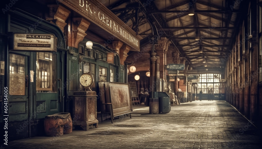 Poster dark history illuminated through old fashioned architecture generated by ai