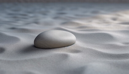 Fototapeta na wymiar Smooth pebbles form rippled wave pattern on sand generated by AI