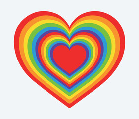 June LGBTQIA Pride Month. Heart icon vector, rainbow colors. LGBT design element. Lesbian gay bisexual transgender concept. Celebration vector illustration