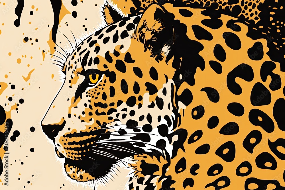 Poster leopard with unique facial markings. generative ai