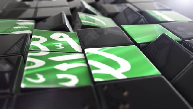 Saudi Arabia KSA 3D flag cube, animation, motion	