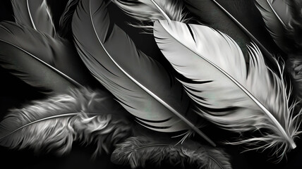 Bird feather isolated on white background. Generative Ai
