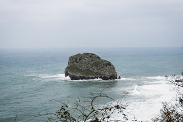 Cloudy day in San Juan de Gaztelugatxe, Bizcaia, Basque Country, North of Spain. 