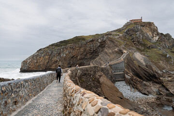 Cloudy day in San Juan de Gaztelugatxe, Bizcaia, Basque Country, North of Spain. 