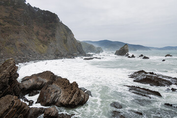 Cloudy day in San Juan de Gaztelugatxe, Bizcaia, Basque Country, North of Spain. 