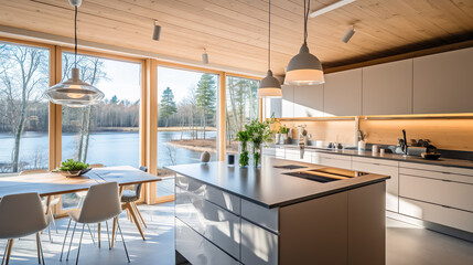 Fototapeta premium Cuisine en harmonie au bord du lac