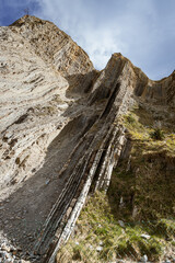 Itzurun.'s beach. Cloudy day in Zumaia, Guipuzkoa, Spain. Zumaia's flysch. 