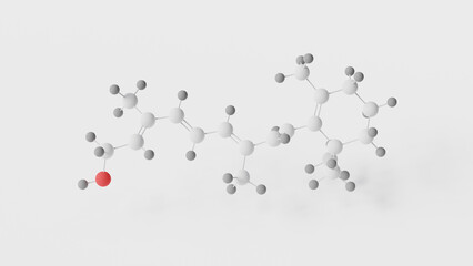 retinol molecule 3d, molecular structure, ball and stick model, structural chemical formula vitamin a