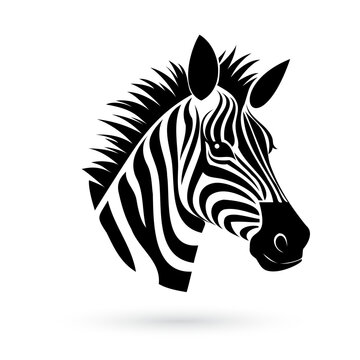 Stylized zebra head design suitable for a mascot logo. Template on white background