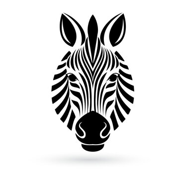 Stylized black and white zebra head logo template on a plain white background; perfect for branding or product designs