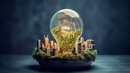 City and garden, save the planet and energy concept. World Enviroment Day. Generative ai