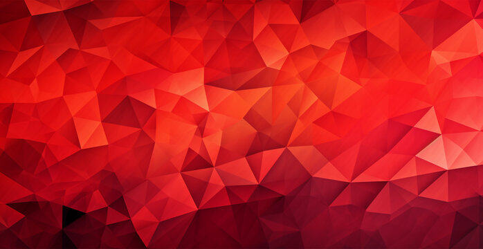Panoramic red triangles mosaic background - AI generated image