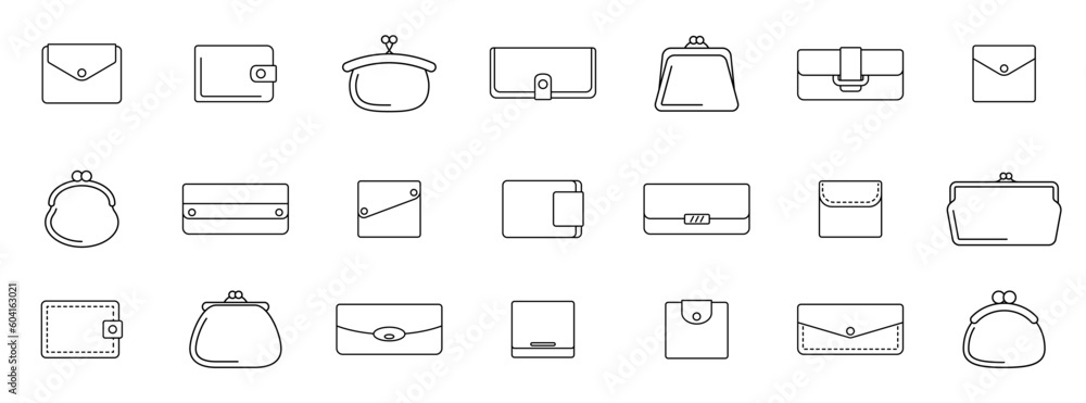 Canvas Prints wallet icon. set of black linear icons of wallets on white background. wallets logo design. vector i