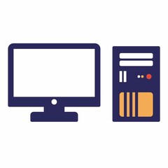 Computer PC in vector flat design and plain background