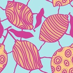 Cartoon summer fruit seamless lemon pattern for wrapping paper and fabrics and linens and kids clothes print