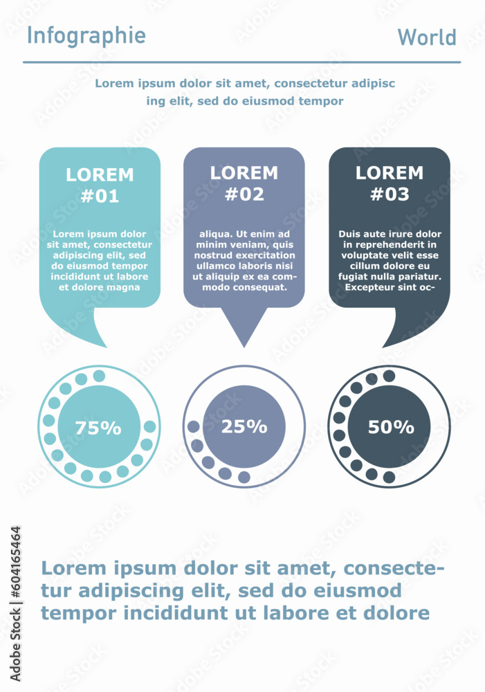 Poster infographic poster or banner. speech bubbles with place for text and progress bar. data analysis and