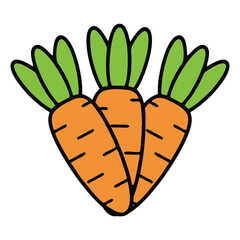 carrot fresh vegetable icon vector illustration design. Illustration of 3 healthy and fresh carrots. Suitable for use as a complementary design for rabbits, designs with vegetable themes, etc