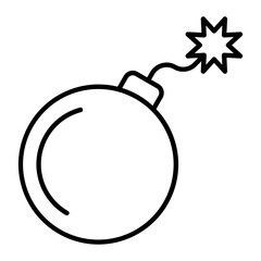 Bomb Thin Line Icon