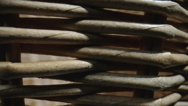 Fragment of a basket made of willow twigs or garden furniture.