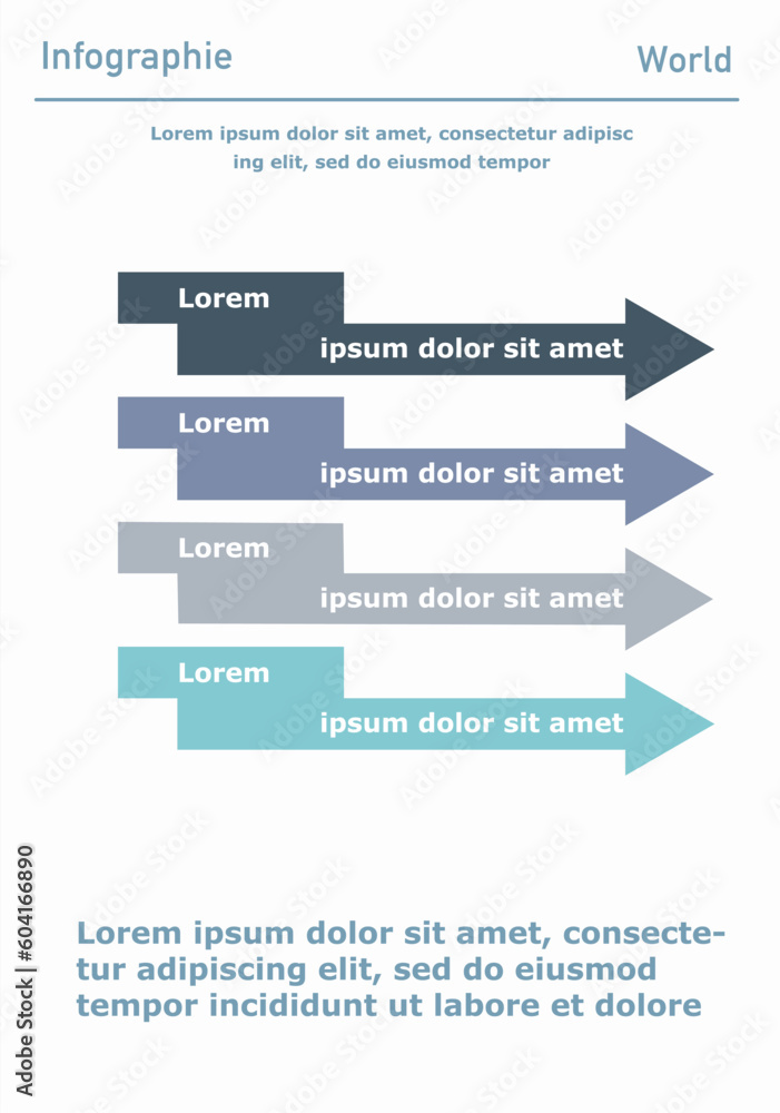 Aufkleber infographic poster or banner. multicolored arrows with text. visualization of data and statistics. m