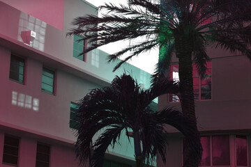 Fototapeta na wymiar Miami, Florida, USA, facade of the buildings, Miami Beach streets, modern urban architecture