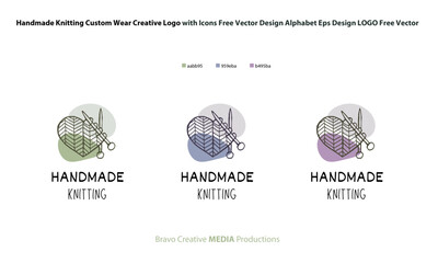 Handmade Knitting Custom Wear Creative Logo with Icons Free Vector Design Alphabet Eps Design LOGO Free Vector
