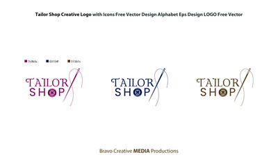 Tailor Shop Creative Logo with Icons Free Vector Design Alphabet Eps Design LOGO Free Vector