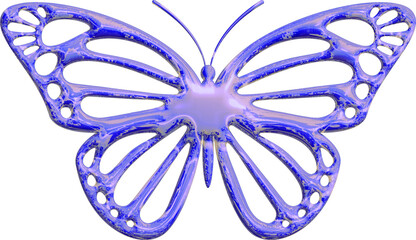 Blue Purple Irredial Abstract Y2K Shape Batterfly