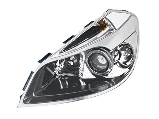 Left car headlight isolated on transparent background. 3D illustration © Destina