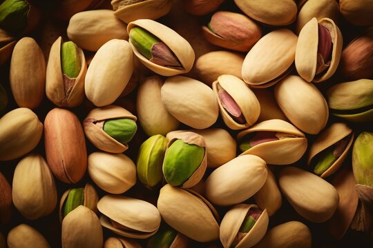 Delicious Pistachios Texture and Background with Copy Space, Generative AI