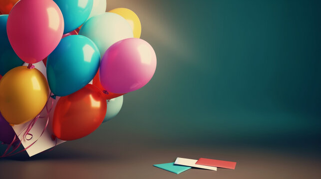 Celebratory birthday card with vibrant balloons and an empty space for personalized photos Generative AI