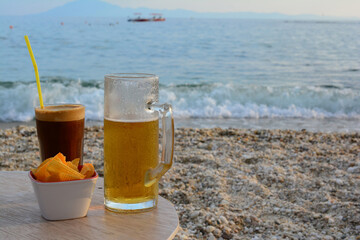 Snack and drink by the sea