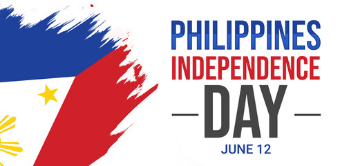 Philippines Independence Day wallpaper cover design with flag and typography. Independence Day of Philippines, backdrop
