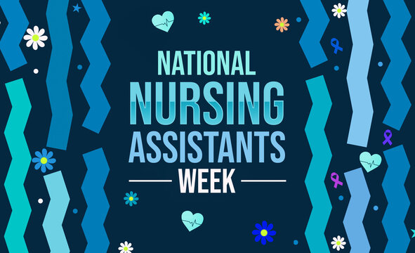 National Nursing Assistants Week background with colorful typography and health designs. 2nd week of June is observed as national nursing assistants week